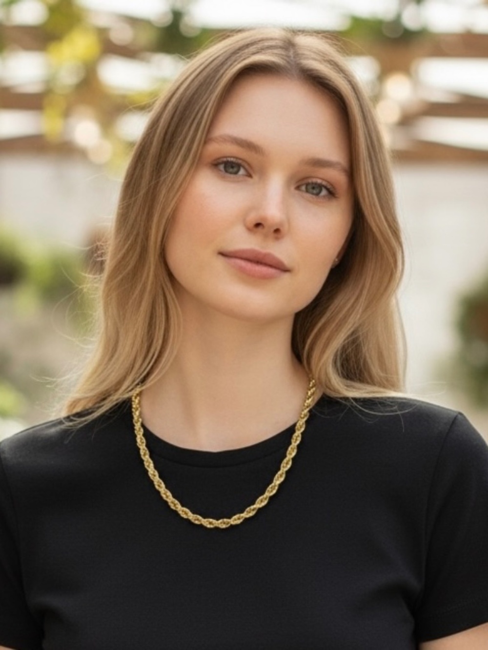 Vintage 1980s Twisted Rope Chain Goldtone 18” Necklace with spring ring Closure
